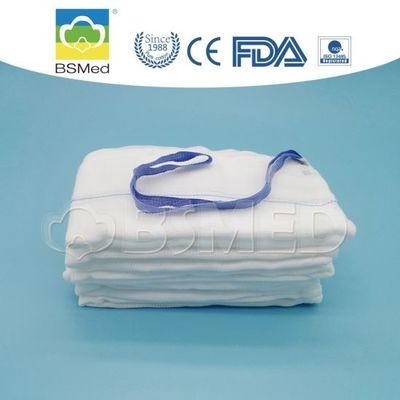 Spons Lap Steril Laparotomi Spons dengan garis terlihat sinar-X Kapasitas tinggi kapas dan loop biru untuk operasi terbuka umum